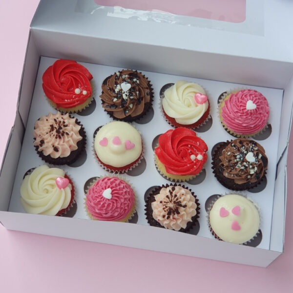 Mini Valetine's Day cupcakes - assorted mixture of flavours and designs